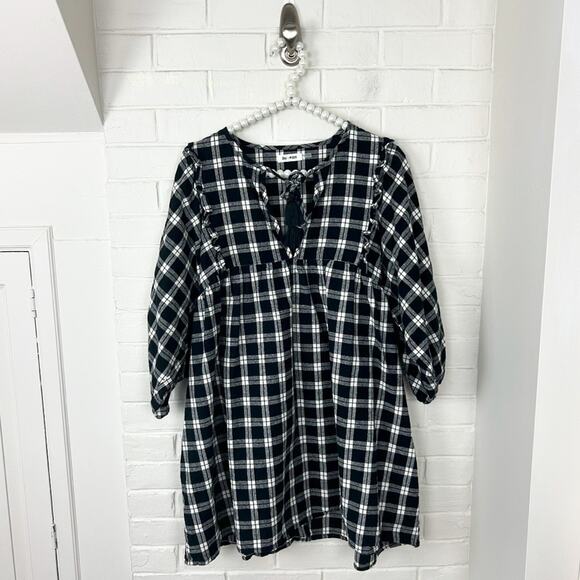 Day & Moon Red Dress Boutique Pinky Promise Black Plaid Dress Size L - Picture 2 of 11